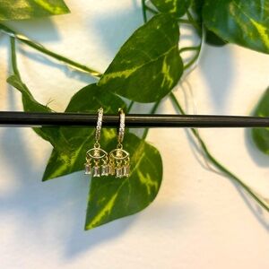 Gold Eye Charm Earrings